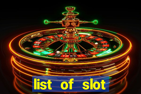 list of slot machines at winstar