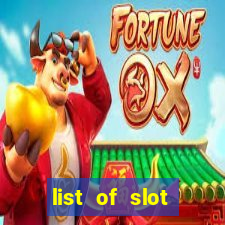 list of slot machines at winstar