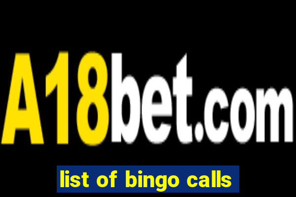 list of bingo calls