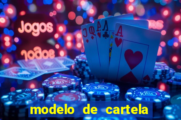 modelo de cartela de bingo em branco